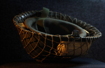 british mk v army helmet with net and field dressing interior