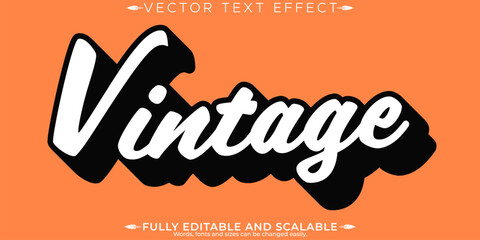 Retro, vintage text effect, editable 70s and 80s text style