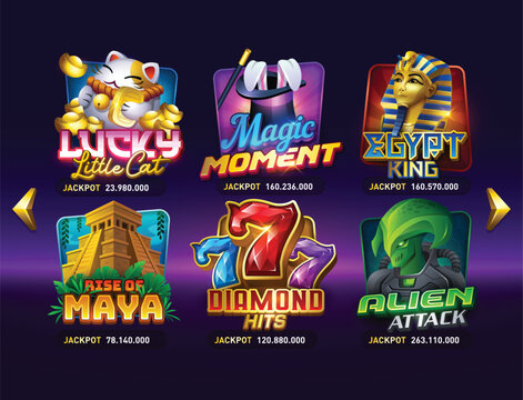 casino slots mini games. Vegas slot vector illustration. game interfaces