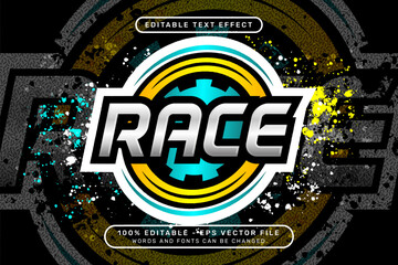 race 3d text effect and editable text effect with colorful borders