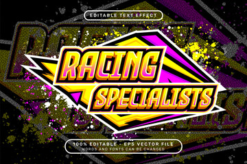 racing specialists 3d text effect and editable text effect with colorful borders