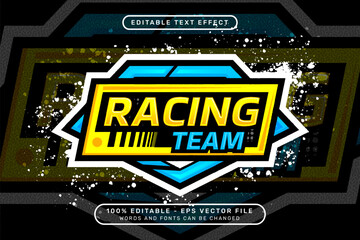 Poster - racing team 3d text effect and editable text effect with colorful borders