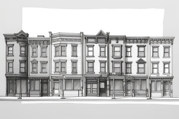 Poster - multi-story building with architectural details Generative AI