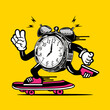 © Welikerock - Clock Watch Alarm Skater Mascot Vector Skateboarding Character Design