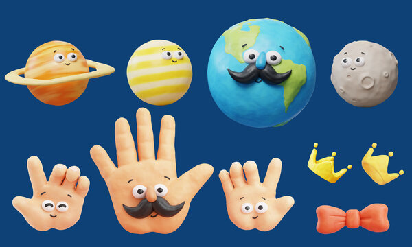 Cute plasticine texture element set