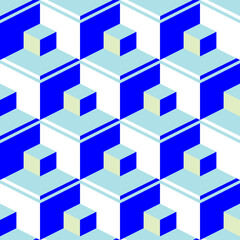 Poster - blue abstract cubes texture, vector art illustration
