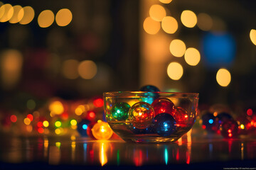 Wall Mural - glass bowl baubles and bokeh lights