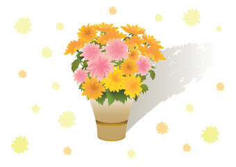 Sticker - Illustration of bouquet of beautiful yellow and pink asters