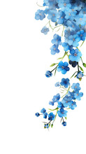 Whimsical Forget-me-not Petals As A Frame Border, Isolated With Negative Space For Layouts