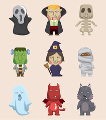 Poster - Cartoon Halloween monster icons