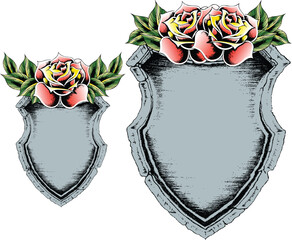 Sticker - classic rose shield