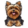Cute and Happy Dog Sticker, Yorkshire Terrier puppy, AI Generated