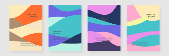 Vector set of cover design template with minimal geometric patterns, modern different color gradient.