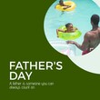 Composite of father's day text and african american father looking at children playing in pool