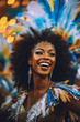 © tilialucida - Imaginary young woman in Brazilian samba costume happily participates in a Latin-American festival, carnival or parade