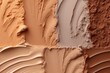 Dark brown and beige glossy foundation for skin close-up smears. Foundation gradient cosmetic liquid product background, skin tone swatches, makeup concept. Generative AI