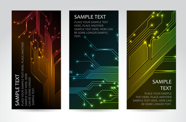 Wall Mural - Set of modern dark vertical technical banners