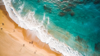  Aerial photo of summer beach and blue ocean, summer vacation, holiday. generative ai