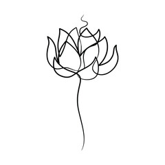 Wall Mural - Continuous one line art drawing of beauty lotus flower