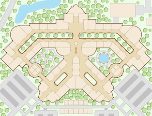 Wall Mural - Editable vector illustration of an unlabelled generic shopping mall map