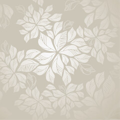 Poster - Seamless silver leaves wallpaper. This image is a vector illustration.