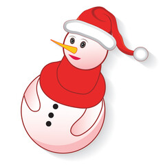 Wall Mural - Icon christmas cute snowman, creative cartoon merry vector illustration. Element for design.