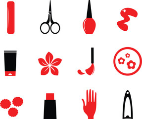 Wall Mural - Cosmetic and manicure icon set. Vector Illustration.