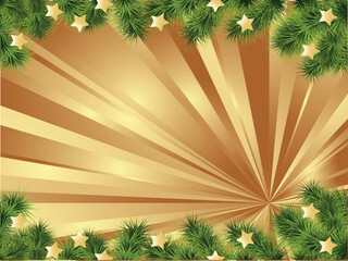 Wall Mural - Christmas card gold background with decoration. Vector illustration.