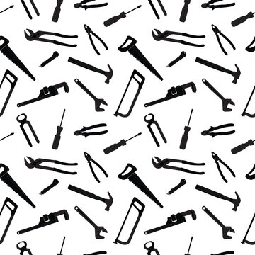 tools pattern, abstract seamless texture; vector art illustration
