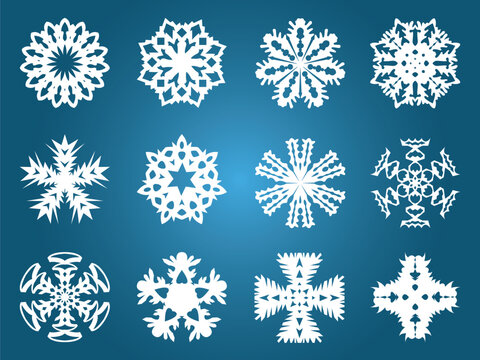 Set collection beautiful of vector snowflakes. Easy to edit.