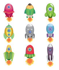 Poster - cartoon spaceship icon