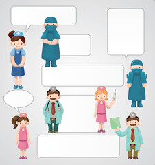 Wall Mural - cartoon doctor and nurse card