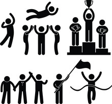 A Set Of Pictogram About Success, Winning, And Defeat.