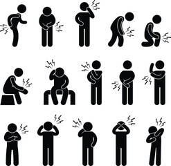 A set of pictogram about body ache.