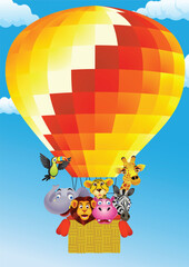 Wall Mural - Animal cartoon on balloon  illustration