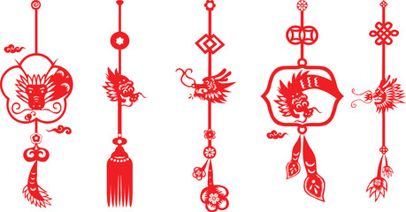 Wall Mural - Traditional paper cut of a dragon.(fifth of Chinese Zodiac).