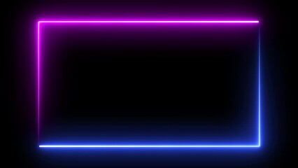 Wall Mural - abstract neon line loop illustration rectanble purple and blue frame. frame for your text sci-fi. si