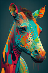 Wall Mural - pop art horse Generative AI