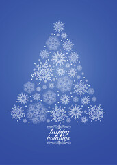 Wall Mural - Vector Blue Holiday Snowflake Tree. Easy to edit. Perfect for invitations or announcements.