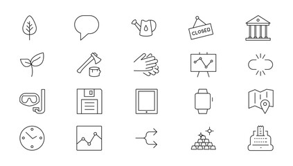 Wall Mural - Set of thin line web icon set, simple outline icons collection, Pixel Perfect icons, Simple vector illustration