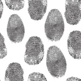Fototapeta Panele - Vector thumb print background. Thumbprint, fingerprint seamless wallpaper. Crime, dactylography illustration.