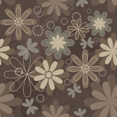 Sticker - Vintage art vector flower seamless pattern background. Fabric texture. Floral design. Pretty cute wallpaper. Romantic cartoon feminine tile.