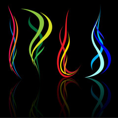 Wall Mural - Set of abstract fire isolated on black background for design