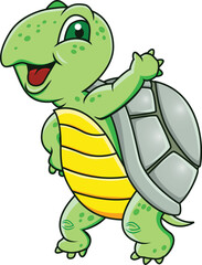 Wall Mural - Vector Illustration Of Cartoon Funny Turtle