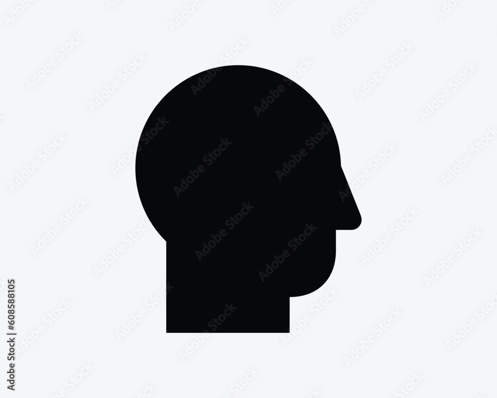 Head Shape Silhouette Icon Person Man Face Profile Portrait Human Male ...