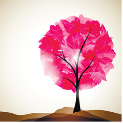 Poster - valentine tree, abstract background