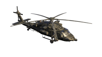 Wall Mural - 3d render military helicopter war machine end of world