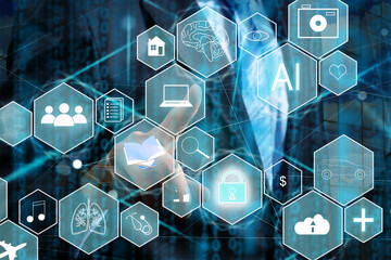 Fototapete - The Internet of Things (IoT) is a technology that is enabling digital transformation. A digital business strategy that incorporates big data technology.