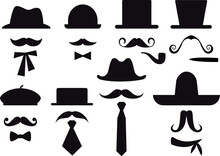 Moustaches, Hats And Ties, Gentleman Vector Set