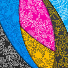Poster - colored layers, abstract background, stylized flowers